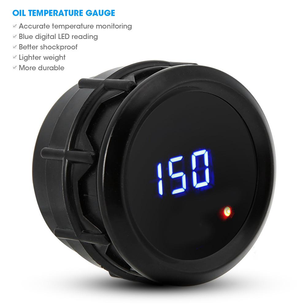 52mm Oil Thermometer with Sensor 40 150 celsius Blue LED Digital Display Temperature Gauge