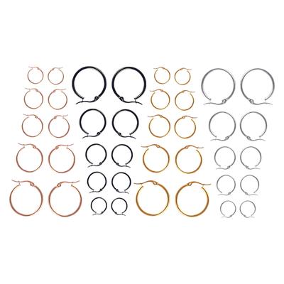 5 Pairs Of Circular Stainless Steel Earrings Gold Electroplated Round Head Thin Ear Needles Ear Coils