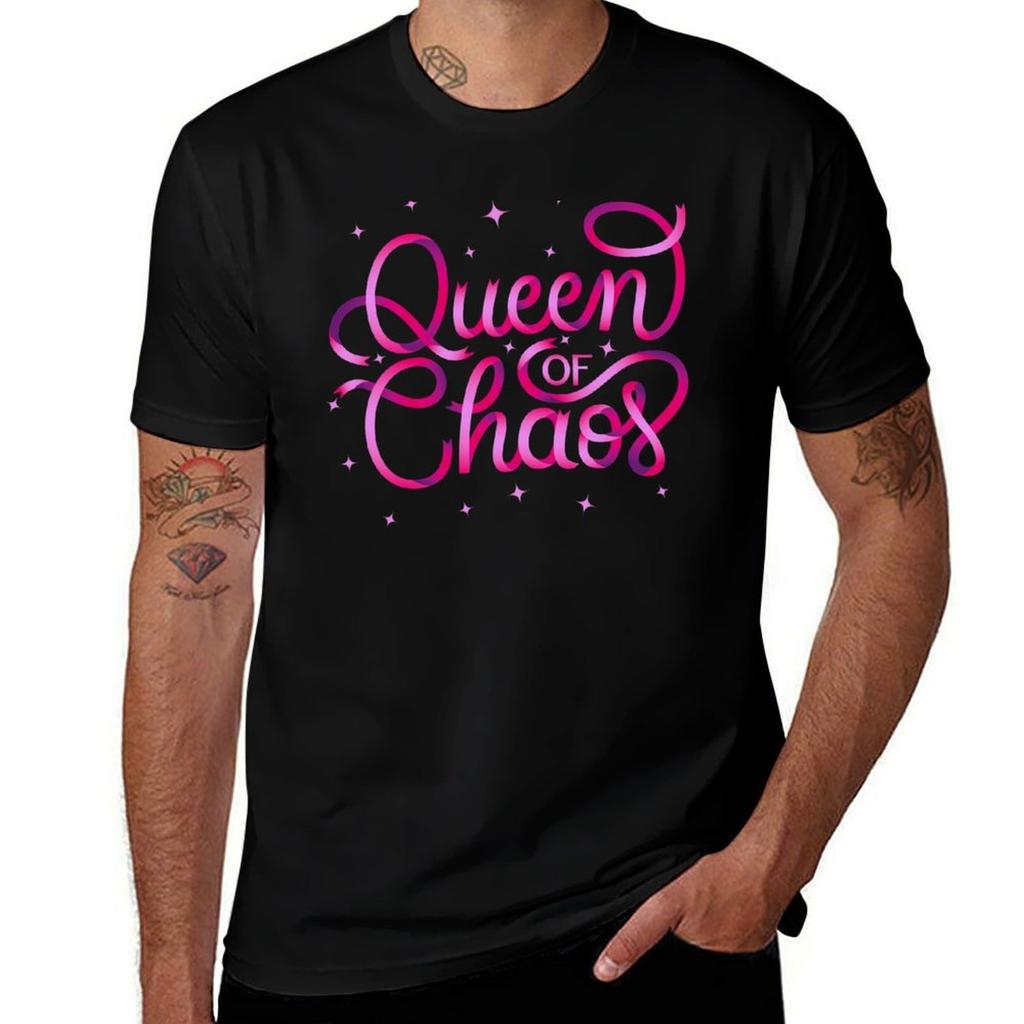 Queen of Chaos Mega cool hand lettering TShirt cotton t shirts man 100 man tshirt TShirt