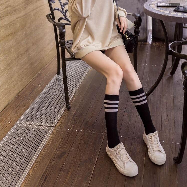 Japanese White Jk Tube Socks Sweet College Style Striped Socks Velvet Calf Socks Women'S Knee Socks Ins Style