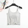 Modal Padded Crop Tank with Bra Cup & High Waist Shorts - Women's Summer Lingerie Set