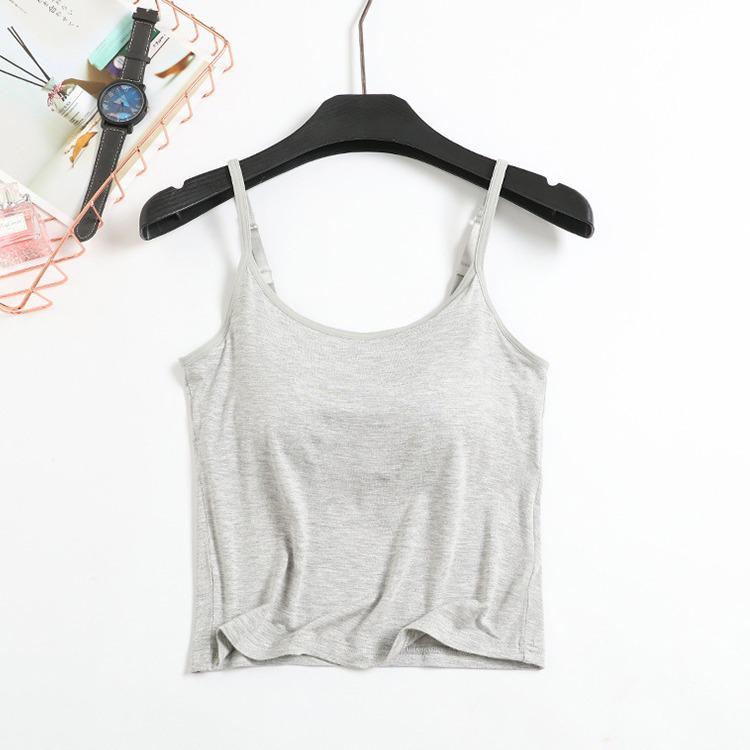 Modal Padded Crop Tank with Bra Cup & High Waist Shorts - Women's Summer Lingerie Set