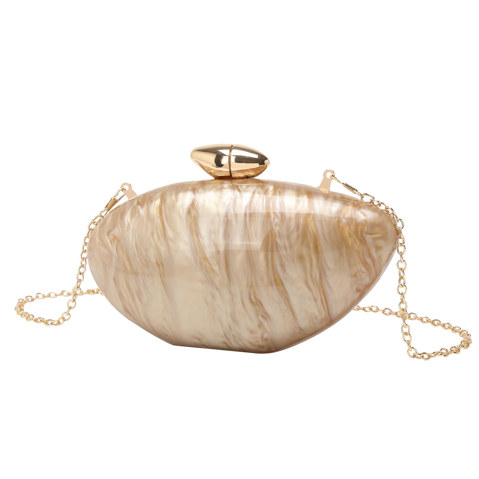 

2024 Жіночий акриловий овальний клатч-вечірня сумка через плече з ланцюжком золотий