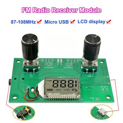 FM Radio Receiver Module 87-108MHz Frequency Modulation Stereo Receiving Board With LCD Digital Display 3-5V DSP PLL