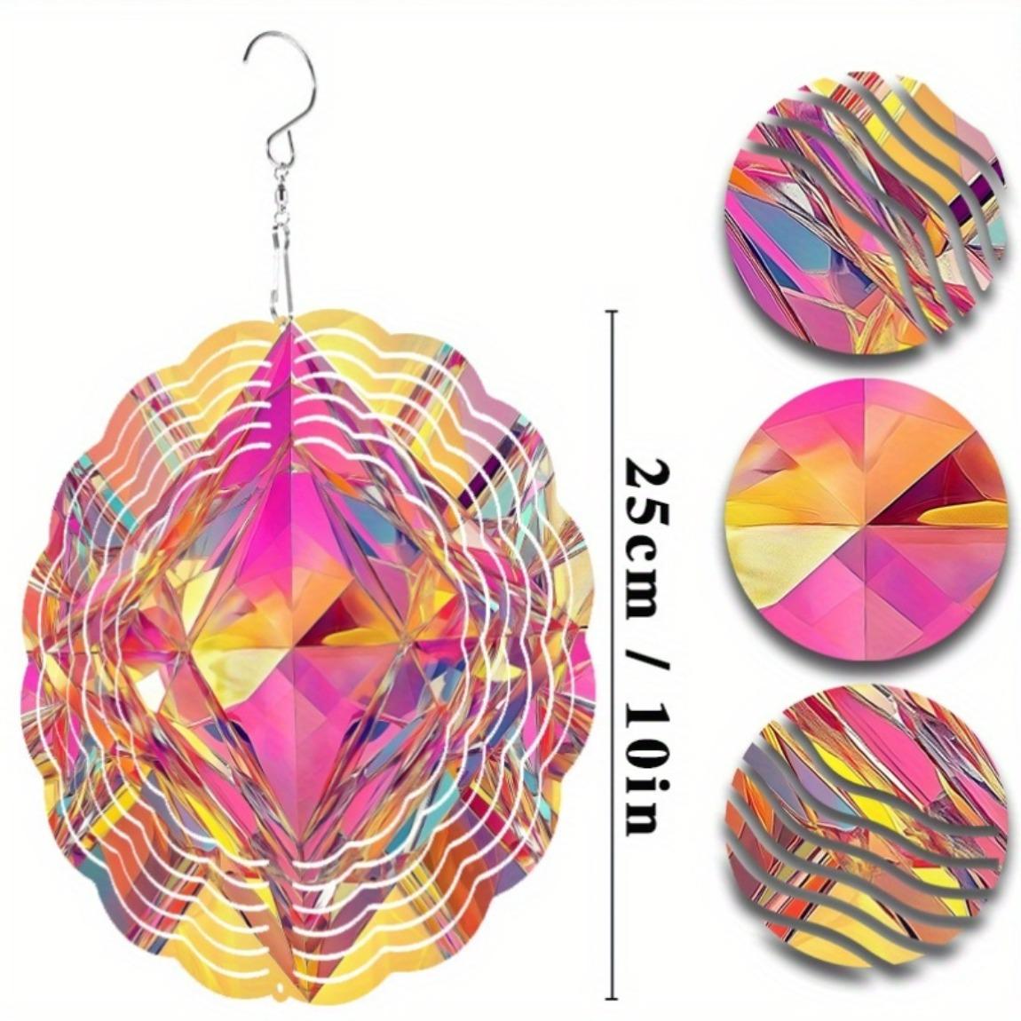 

10 Inch Diamond Wind Spinner Hanging Decor with 360 Hook Artistic Wind Chime for Balcony Garden Lawn Spring Summer Outdoor 01A