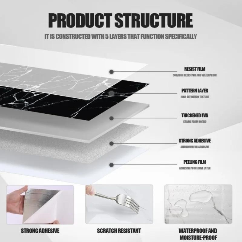 10-40 STÜCKE Marmor Selbstklebend Wasserdicht Ölfest Tapetenfolie für Küche Schlafzimmer Feuchtigkeitsbeständig Fliesenrenovierungsaufkleber