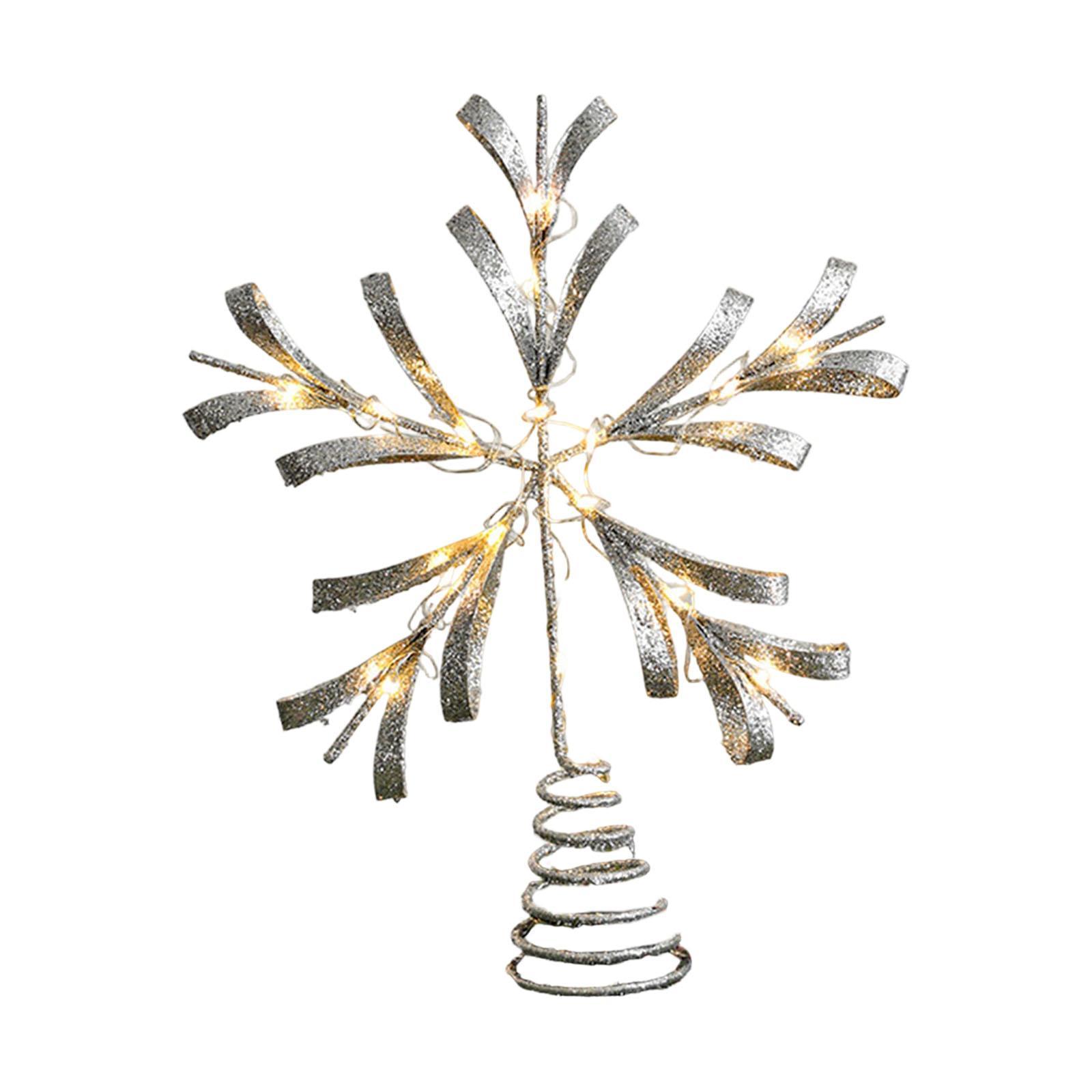 Christmas Tree Topper Star Warm Lighted Glitter Décor Durable Iron Ornament for Ballroom Venue Festival