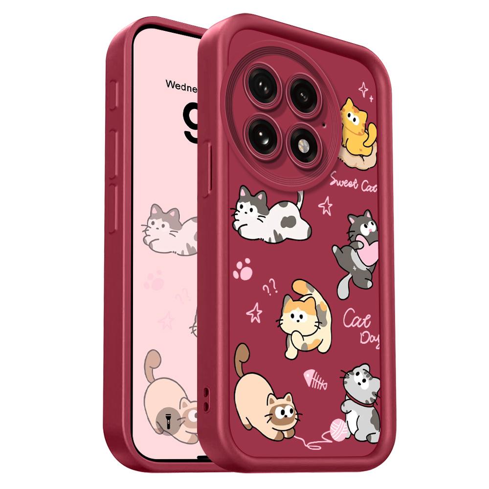

Playing Cute Cat Phone Case For Oneplus 15 15R 13 13T 12 12R 11 11R 10R Nord CE 5 4 3 2 Lite 4G 5G Staircase Soft Cover Oneplus Nord 5 винный