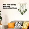 Natural Cotton Macrames Wall Art Leaf Pattern Hanging Decoration with Fringes For Home Interior Bedroom Nursery Decors