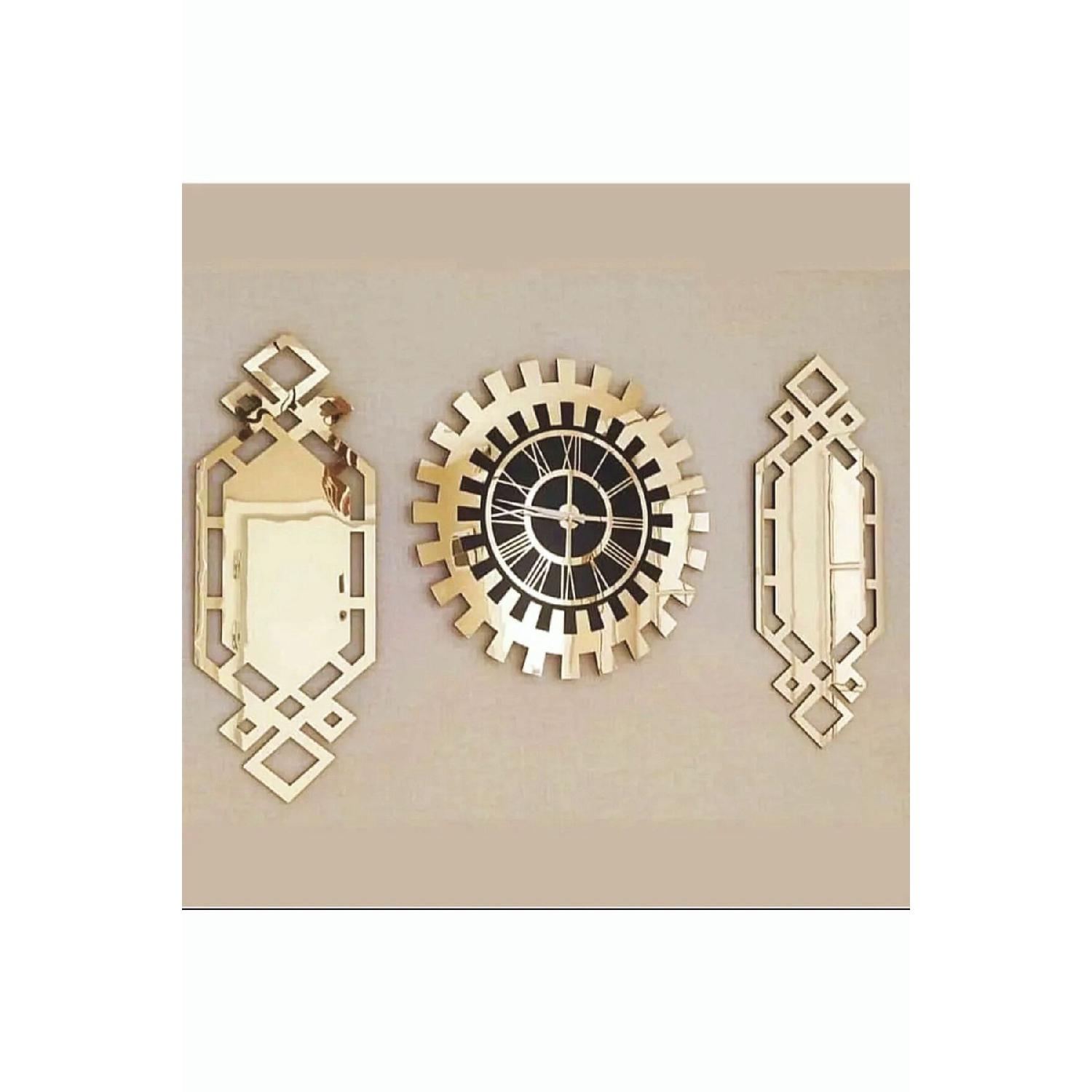 

Золотой цвет из плексигласа с зеркальным 3D тиснением, ручная роспись, модель фортепиано, настенные часы, набор из 3 предметов для стола чёрный