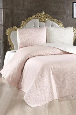 Sanem Double Sided, Full Size Bedspread Set, Coverlet 230x250 with Pillowcase Pink
