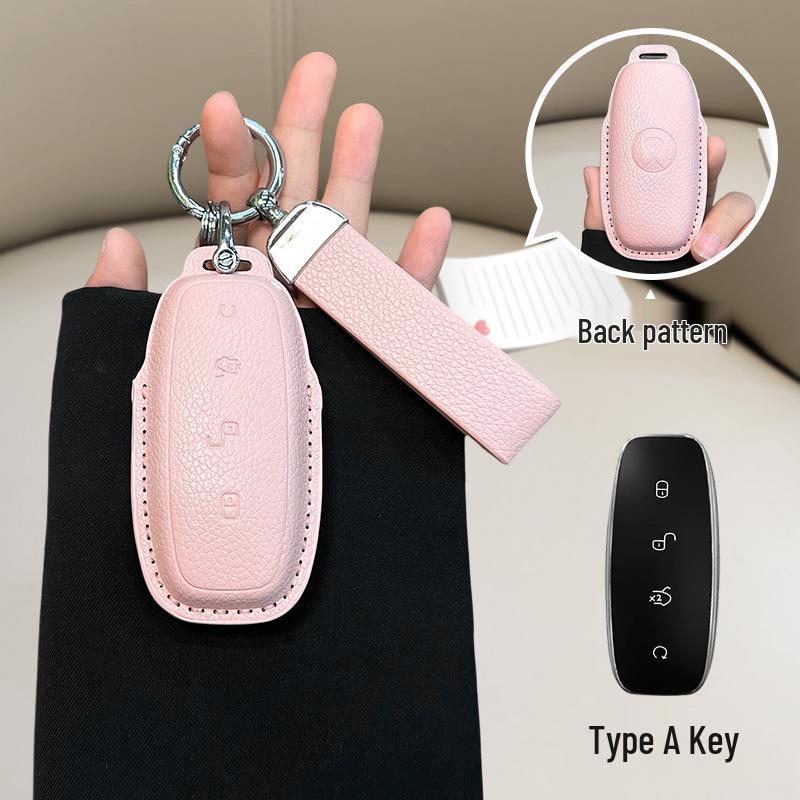 French Style Leather Key Case for BYD D9/N7/N8 - Full Coverage Remote Control Protective Shell