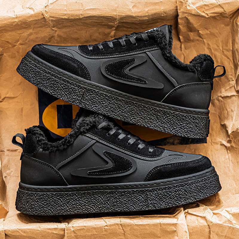 Herrenschuhe Winter 2025 neue Samt verdickte warme Baumwollschuhe Jugend Sport Casual schwarze Board-Schuhe vielseitig
