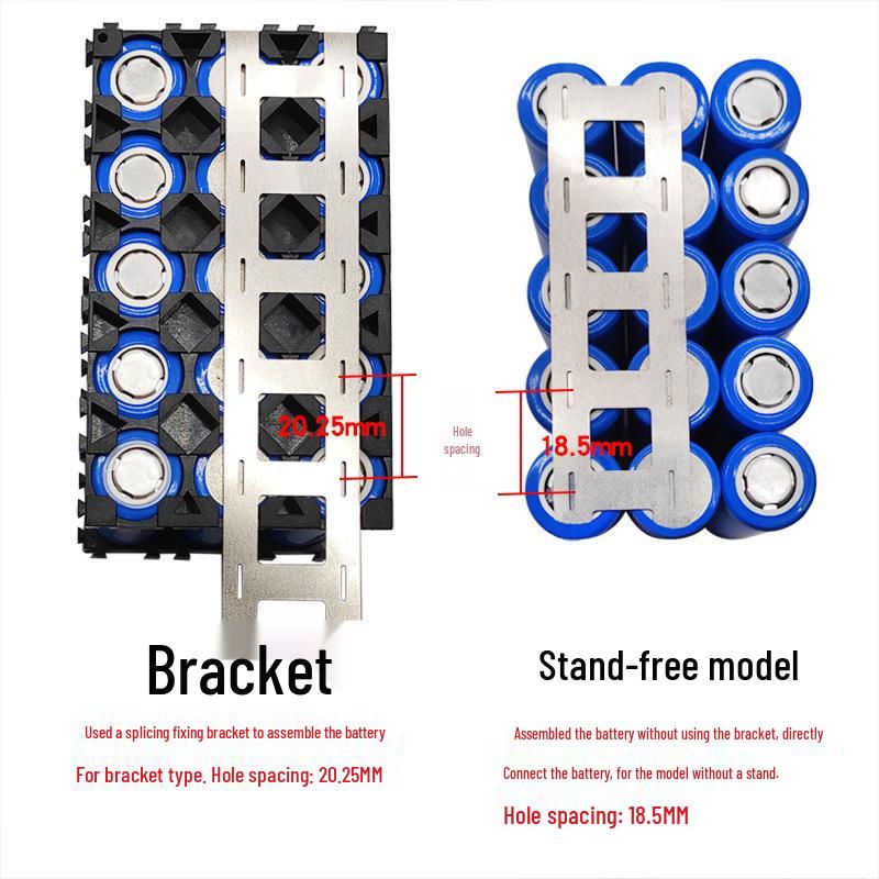 18650 Battery Holder: 2, 3, 4, 5 Parallel Nickel-Plated Steel Connector with 20.25MM Hole Spacing Per Meter