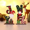 Christmas Festive DIY Wooden Colored Letters Faceless Santa Display Stand Ornament