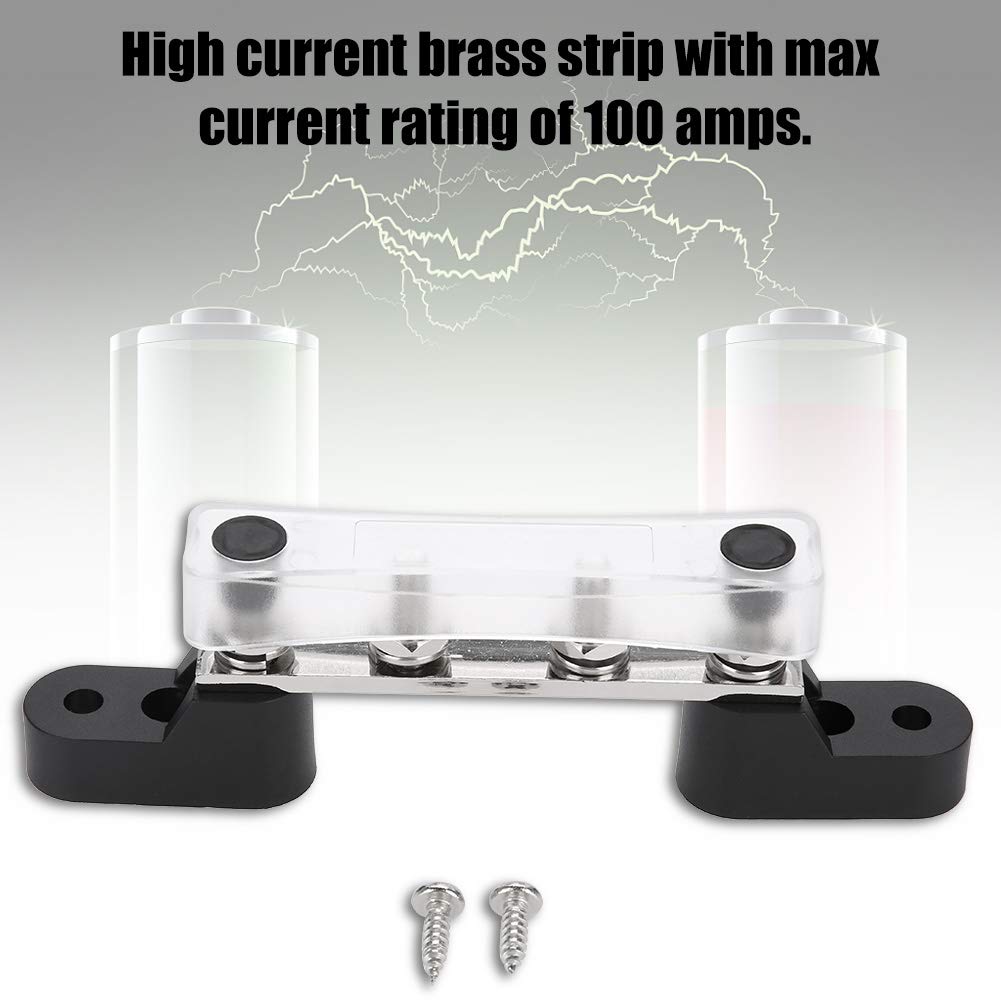 Bus Bar Stud Terminals - Qiilu 100Amp 12~48V 4 Stud Bus Bar Electrical Terminal Junction Block