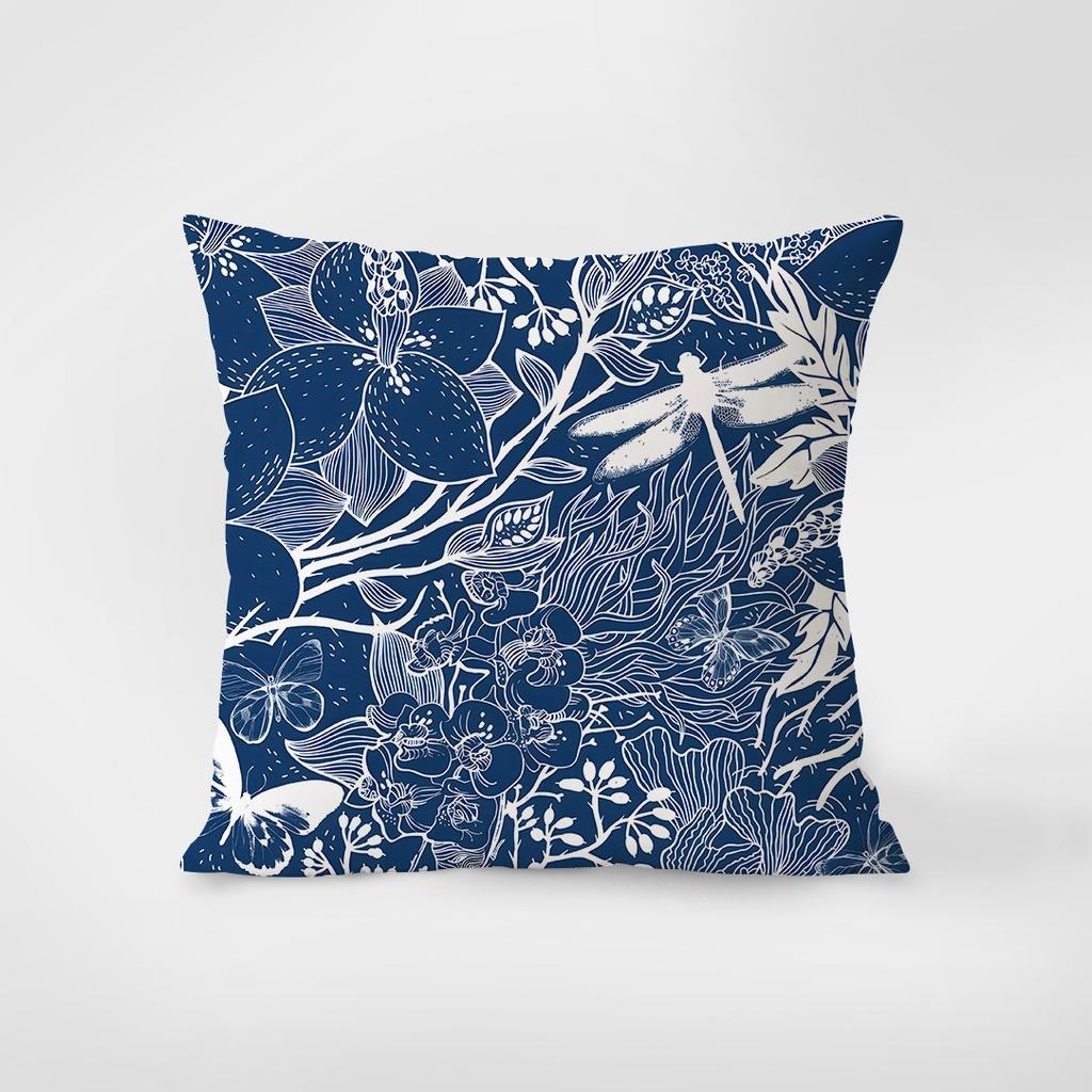 Blue Simple Decorative Pillowcase Bedroom Living Room Square Cushion Pillowcase