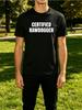 Certified Rawdogger Bold Text Slogan Mens Crew Neck Short Sleeve Tee Simple Casual Street Soft
