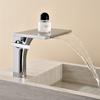 Bathroom Basin Faucet Chrome Single Lever Hot and Cold Waterfall Crane Brass Sink Mixer Big Plate Gray Tap