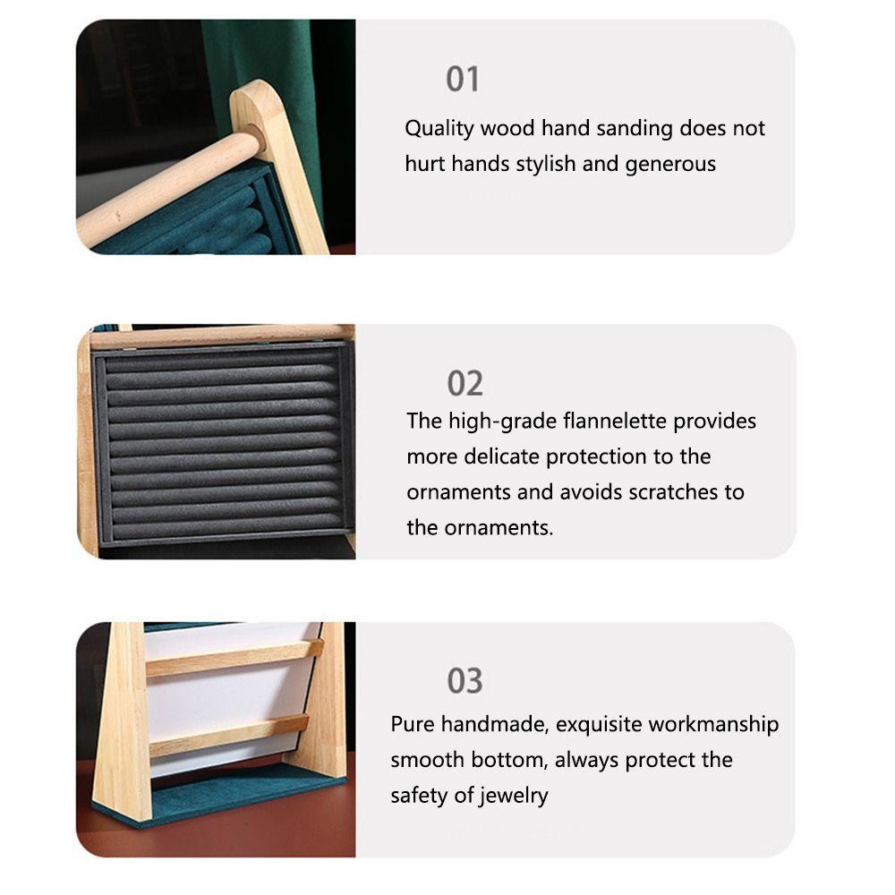 Wood Jewelry Organizer Holder Multi-layers Necklace Shelf Rustic Ring Display Stand  Craft Show