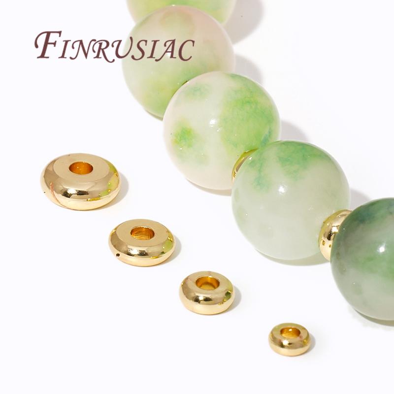 Perlen-Abstandshalter für Armbänder, 14 Karat vergoldete runde flache Abstandshalter-Perlen, lose Perlen-Zubehör für Schmuck, Charm-Perlen-Zubehör