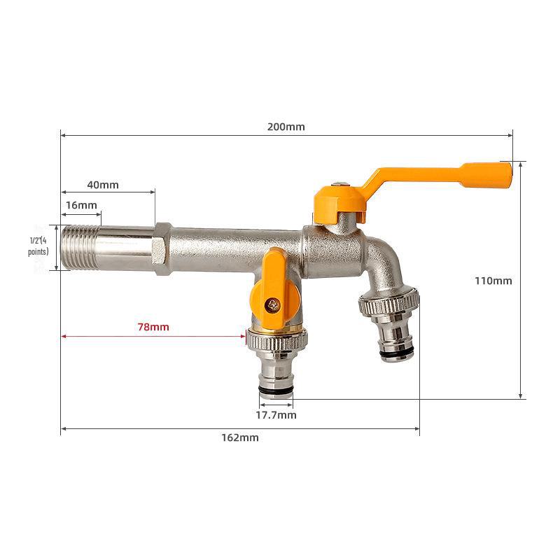 Outdoor Double-Control Brass Faucet for Kitchen and Garden