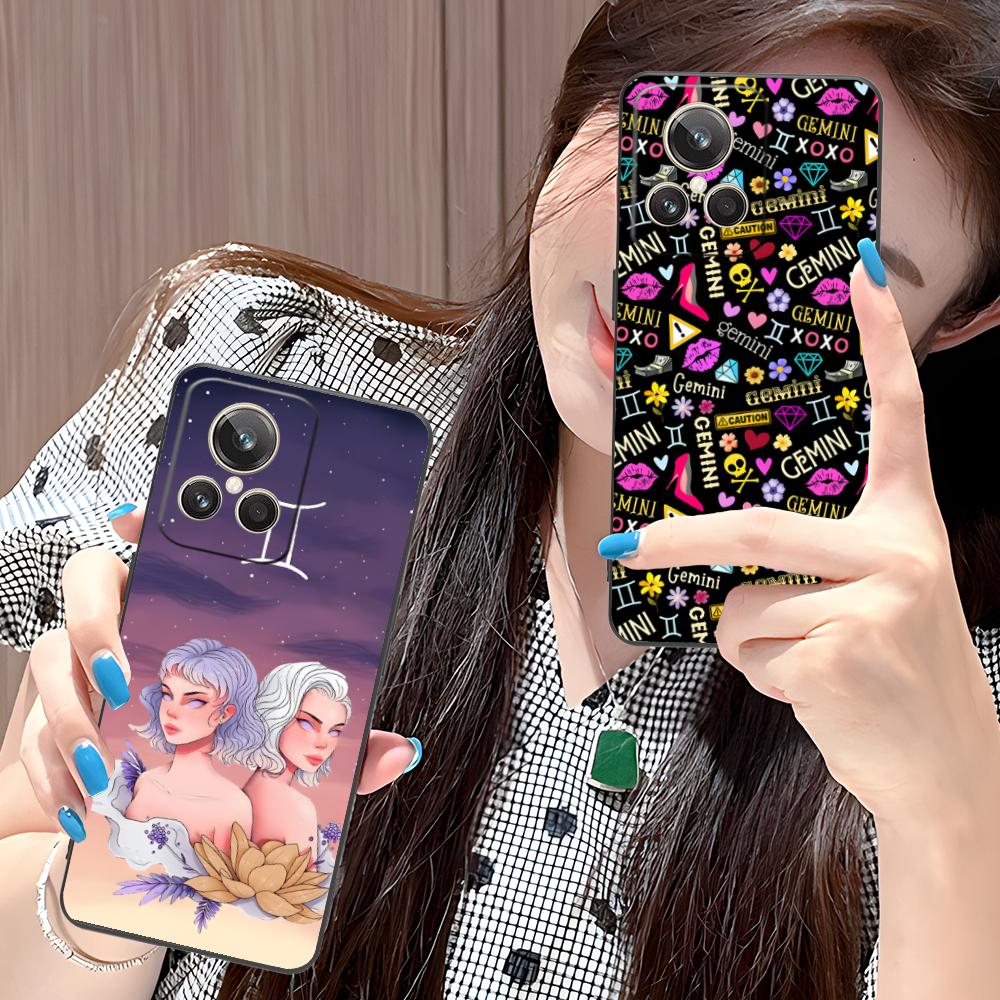 Zodiac Sign Gemini Phone Case for Realme 15 14 13 12 11 10 9 Pro Plus T i Lite 5G Soft TPU Shockproof Cover