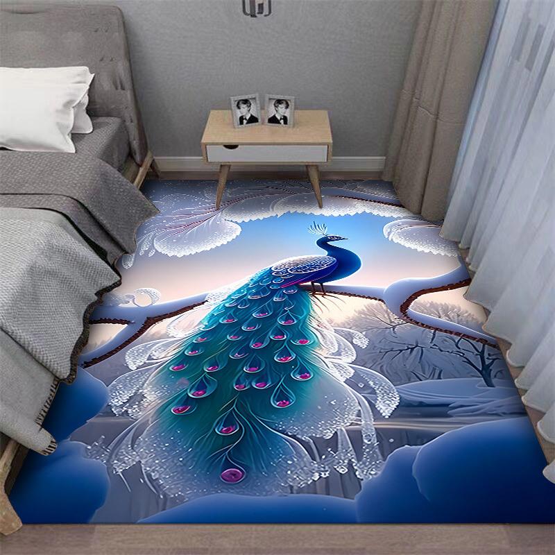 

Утолщенный 3D павлин ковер у кровати в спальне универсальный ковер на все времена года для эркерного окна на кухне в гостиной ковер высокого класса 50x80cm розовый