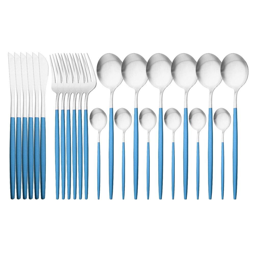 24Pcs Matte Black Gold Stainless Steel Dinnerware Cutlery Set Tableware Knife Fork Spoon Flatware Wedding Daily Dinner Set