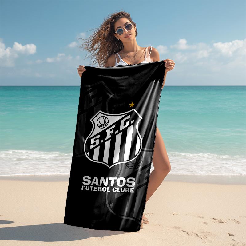 proof beach towel with Santos SFC logo pattern - soft,absorbent,quick-drying,machine washable - perfect for swimming,camping,bathing