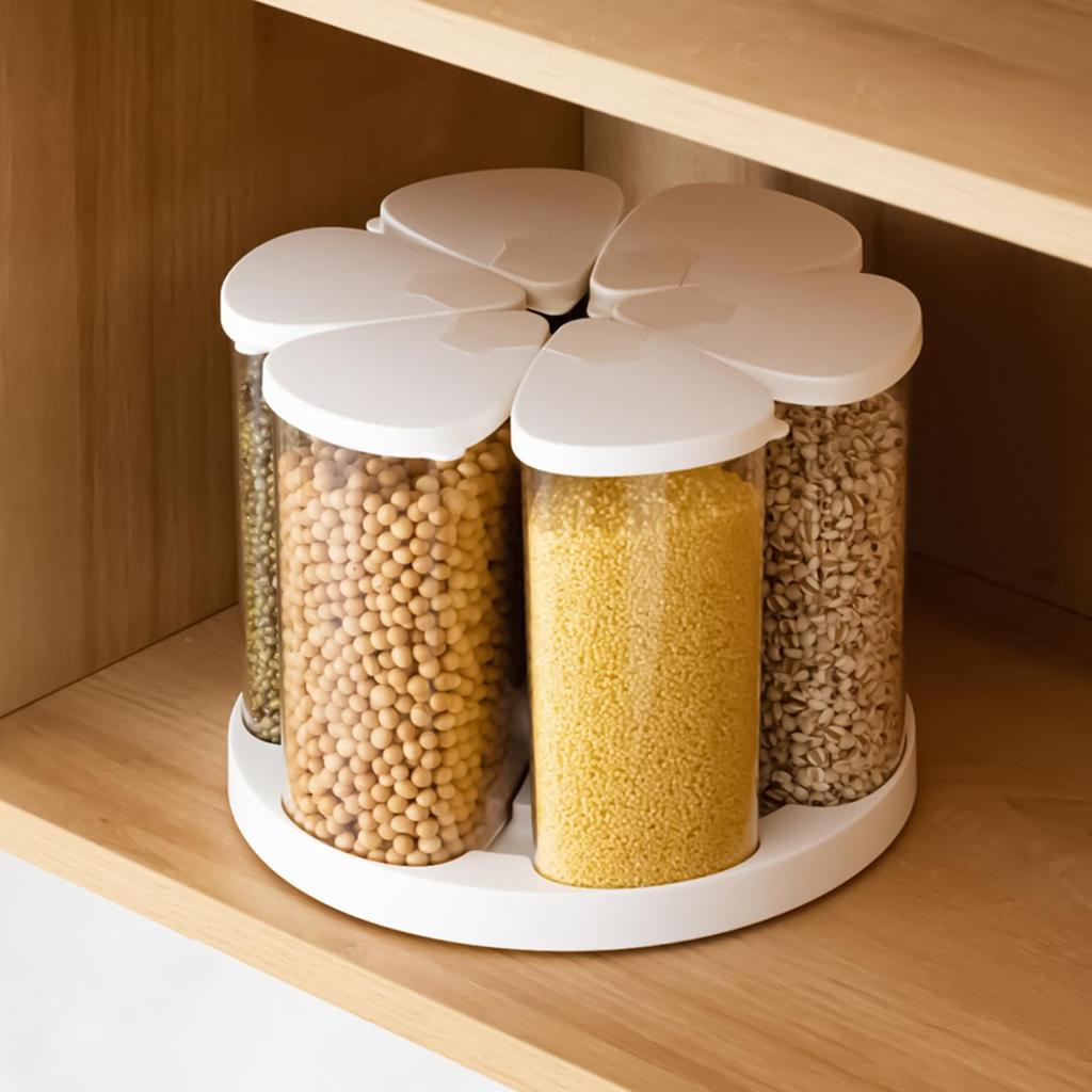 Grain Dispenser Rotating Grain Storage Container Cereal Dispenser 6-Grid Storage Containers Kitchen Supplies Sweet Dispenser