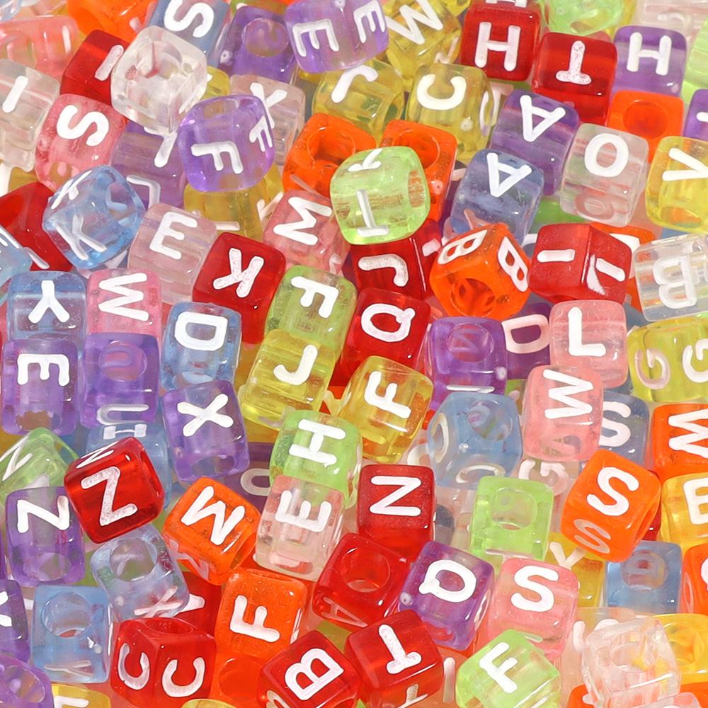 100pcs Square Acrylic Letter Beads Mixed Alphabet Loose Spacer Beads For Jewelry Making DIY Charms Necklace Bracelet Accessories