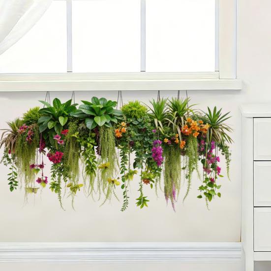 Pegatinas de Pared de Enredaderas Colgantes Plantas Verdes Hojas Pegatina de Pared Extraíble Pelar y Pegar Murales Artísticos de PVC para Sala de Estar Dormitorio Aula Cocina