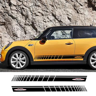 Autocollants à rayures pour jupes latérales de portière de voiture, décalcomanies JCW, accessoires de décoration pour MINI John Cooper Works R56 R58 R59 F57 F56 Hatchback
