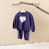 Children's Wear 2026 Spring/Autumn Heart Print Top & Bowknot Pants Girls' Set
