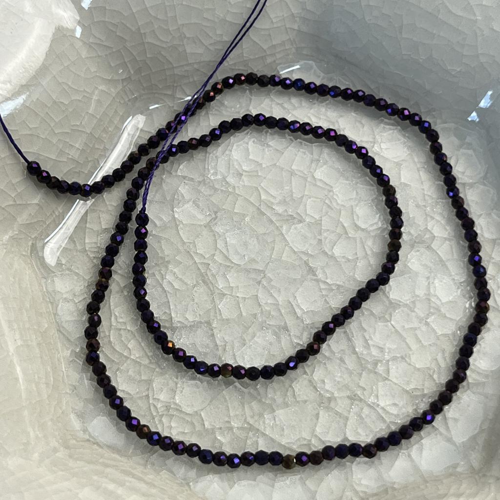 5String, Mystic Iridescent Blackberry Purple Plated Glass Seed Beads 2mm/3mm, 38cm Strand, Dainty Loose Beads for DIY Bracelet Necklace Jewelry Making