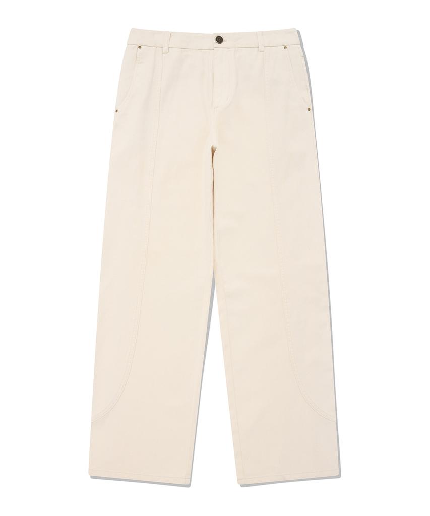 FALLETT Curved Line Straight Pants Ivory