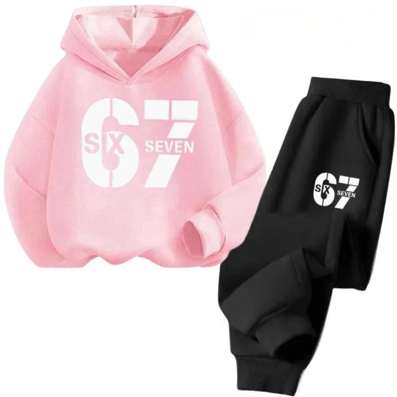 67 Hot Sale Kids Outfit 4-13Y 2Pcs Tracksuit Cartoon Teal A Brain Rot 67 Six Seven Print Children's Comfortable Sweatshirt Set