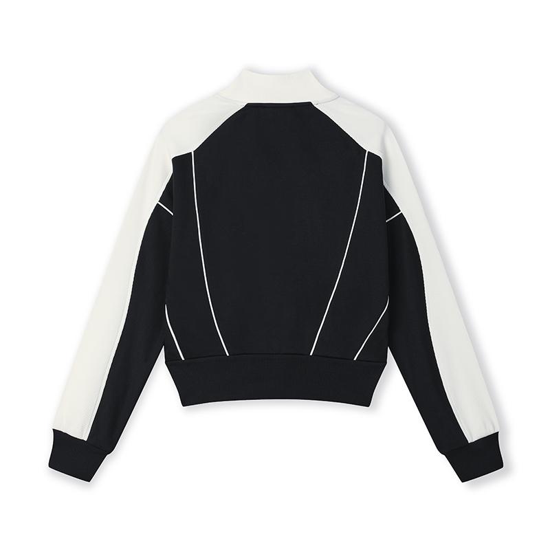 FILA Fashion Stand Collar Knitted Long Sleeve Jacket Women jackets Black F11W519502FBK