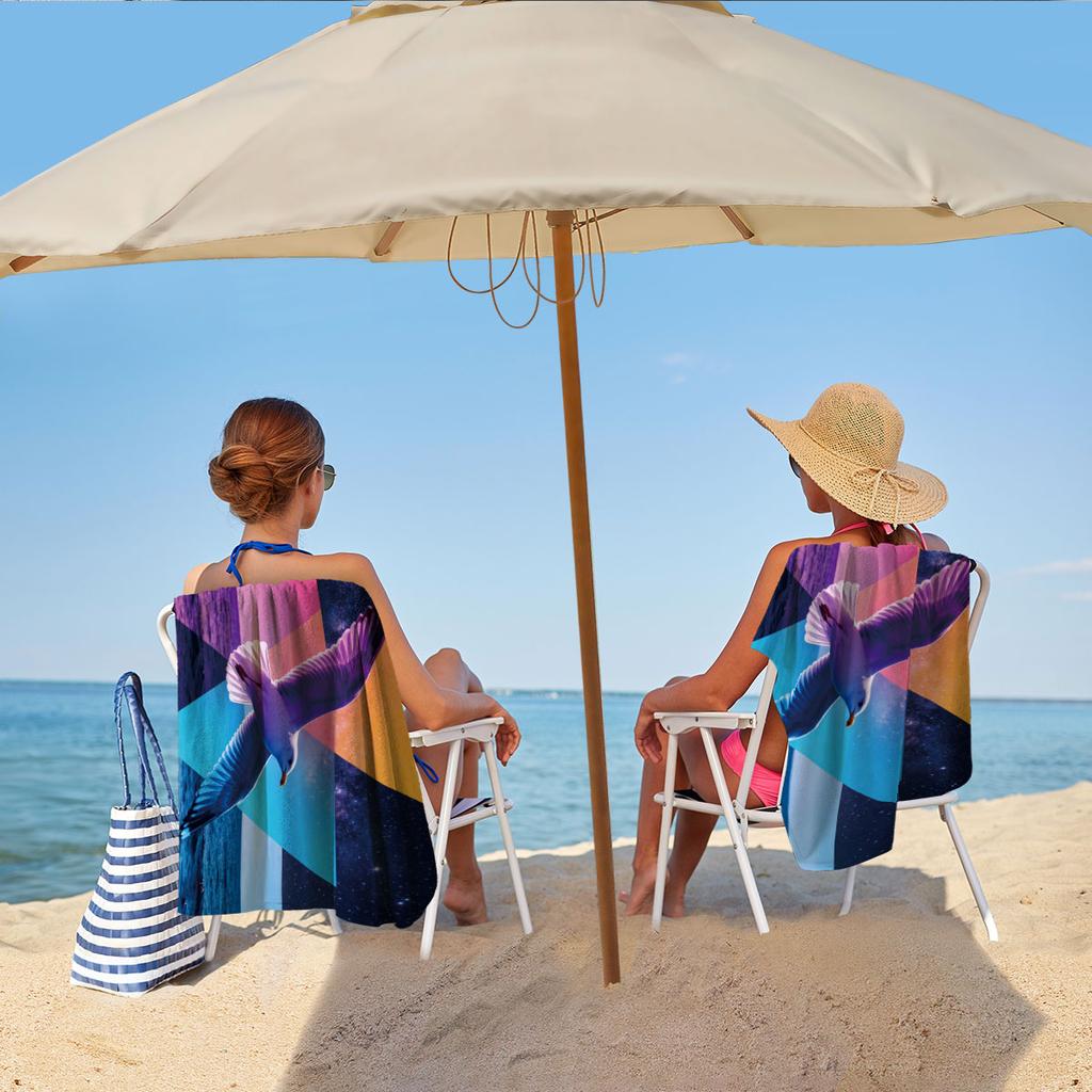 Seagull Print Towel Sport Quick-Drying Super Absorbent Camping Towel Super Soft Lightweight Gym Swimming Yoga Beach Towel