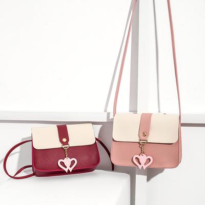 Heart Shaped Pendant Small Square Bag Women's Korean Crossbody Bag