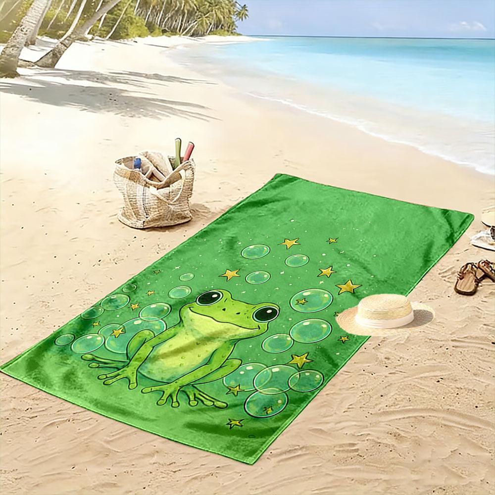 Froggy dreams with bubbles Print beach towel, quick drying, suitable for travel, outdoor sports, jogging, the beach and swimming, gift