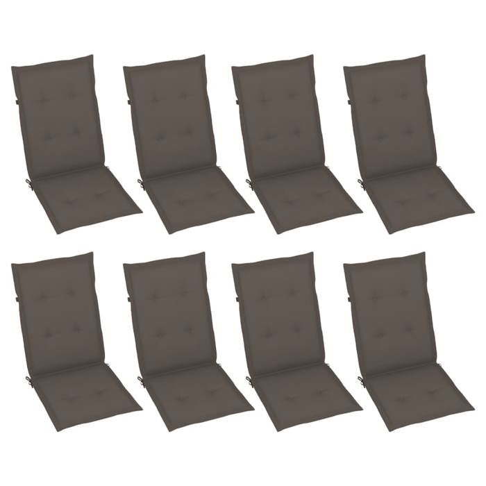 Chaises inclinables de jardin - MAISON EXCLUSIVE - Lot de 8 - Acacia massif - Dossier 5 positions - Coussins inclus