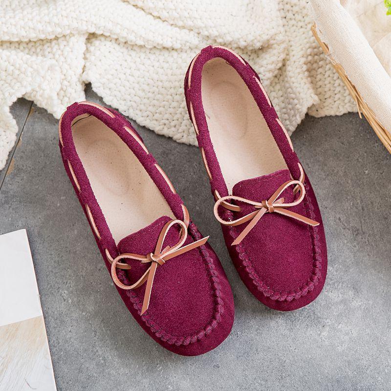 Doudou Shoes Women's New Spring and Autumn Single Shoes Leather Soft Sole Summer Casual Non-slip Pregnant Women Mother Flat Shoes