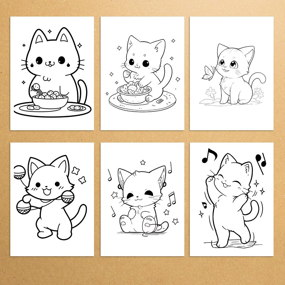 1pc, Cute Cat Coloring Book, Teenagers Coloring Book, 30 Different Patterns, 100gsm Thick Paper, Stress Relief, Birthday Gift