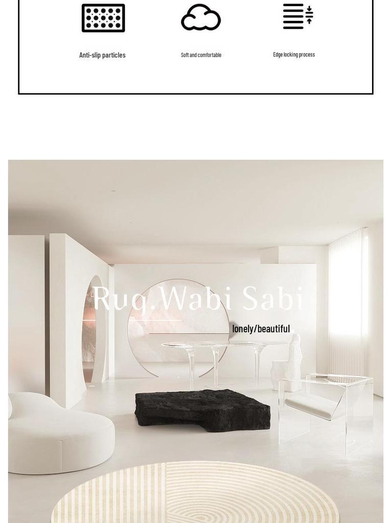Wabi-Sabi Round Floor Mat Carpet for Living Room, Bedroom, Office, or Gaming Chair Cushion.