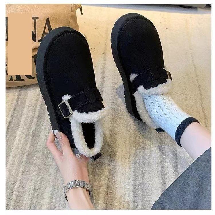 Beautiful New Choice Suede Single Shoes Muffin Bottom Rubber Deep Mouth Round Head Artificial Comfort Convenient Cotton Shoes