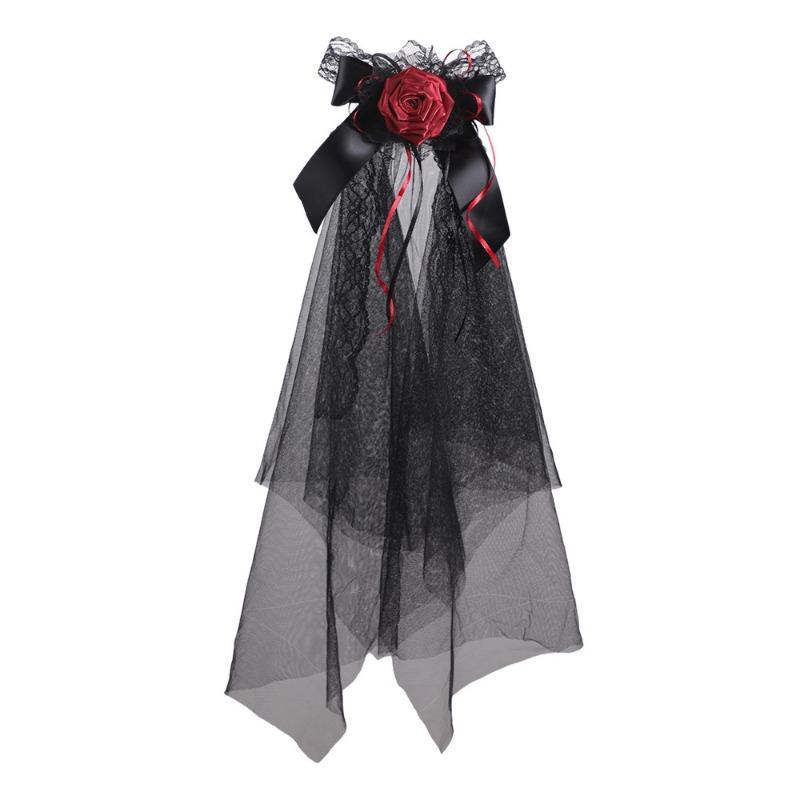 Witch Veil Bride Party Hair AccessoryDay of The Dead Makeup Headband Halloween Short Veil