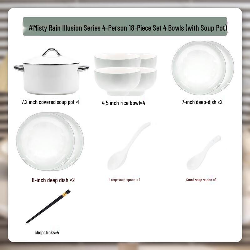 Mode Lanka 18-Piece Nordic Enamel Dinnerware Set