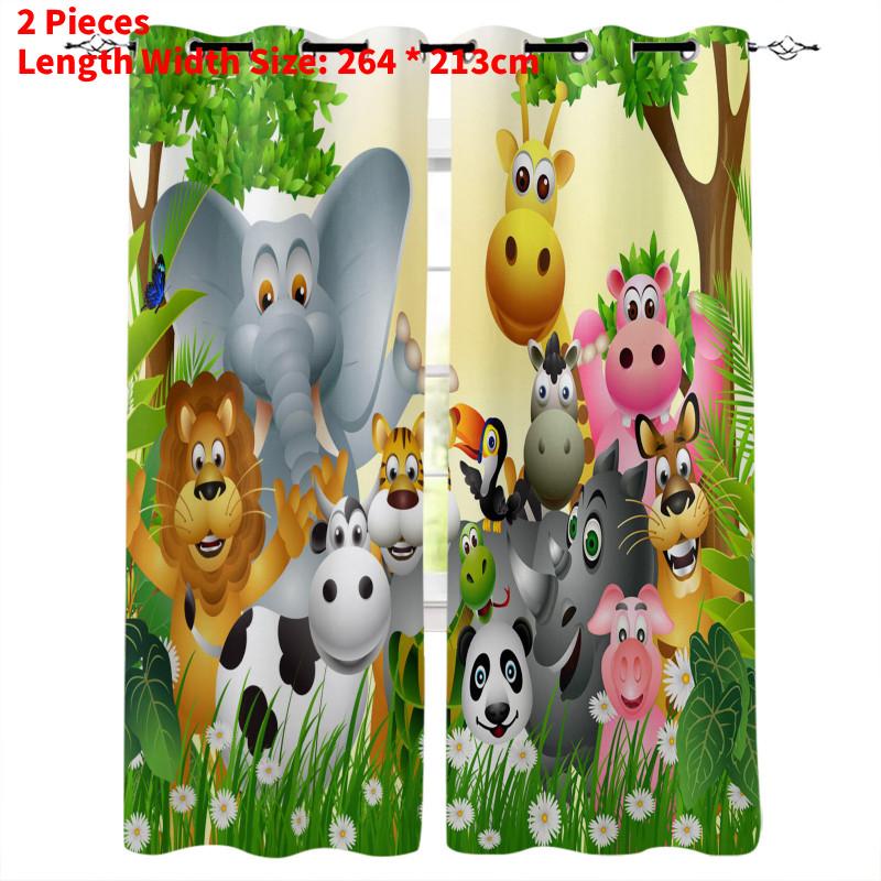 Zoo Curtain Forest Cartoon Children 3d Digital Printing Lightblocking Curtain
